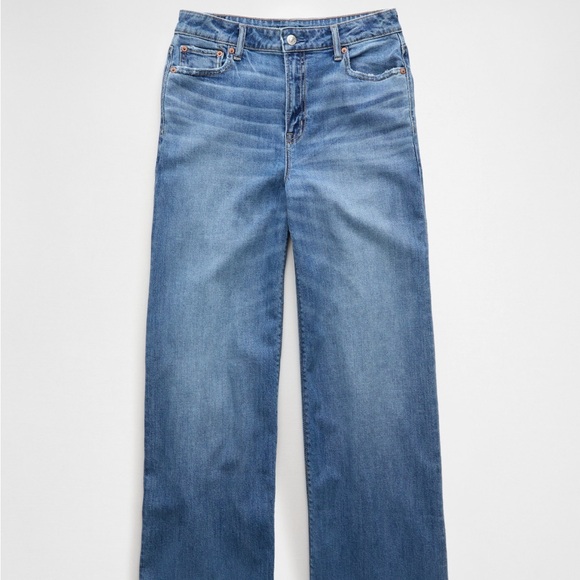 American Eagle Dreamy Drape Stretch Super High Waisted Baggy Wide Leg Jean - Picture 4 of 14